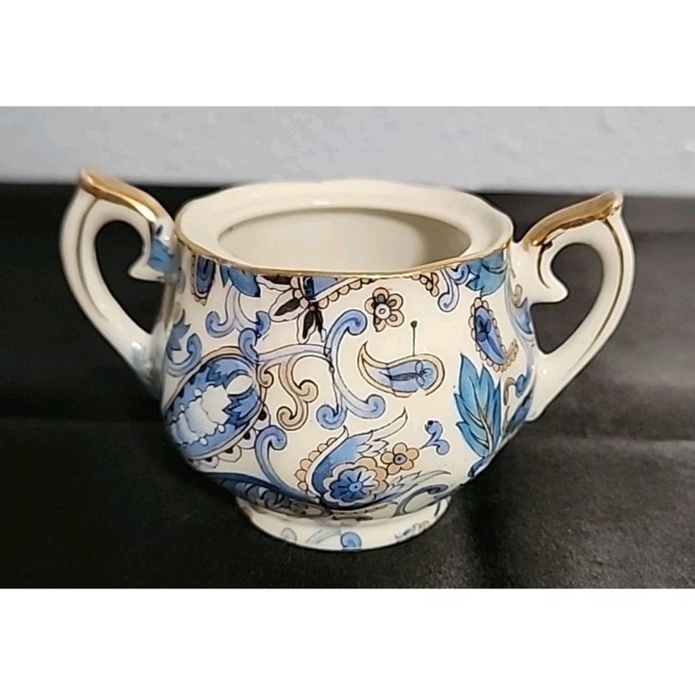 vintage Lefton China Blue Paisley sugar bowl Replacement Bowl No Lid
